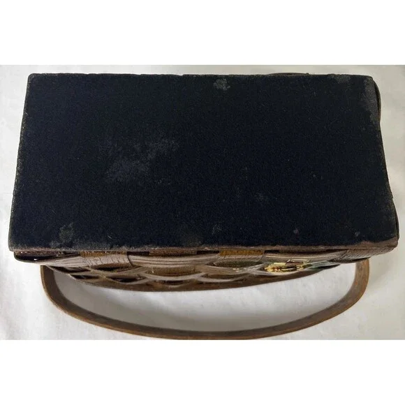 Vintage Caro Nan Main Street Basket Purse Lined Signed Hand Painted Cottagecore - Picture 9 of 12